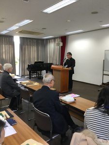 榎本恵主幹牧師による開会礼拝、オリエンテーシテーション